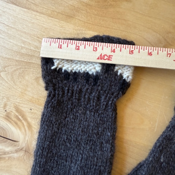 HAND KNIT WOOL MITTENS CHUNKY NORDIC MOUNTAN CORE SNOW WINTER WARM APRES SKI - Picture 5 of 5